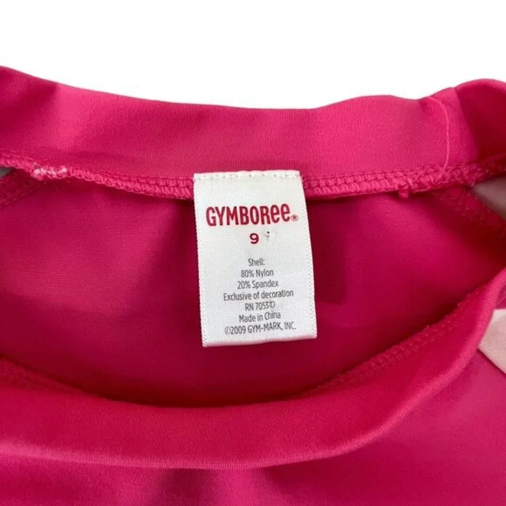 Gymboree Rash Guard Girls 9 Pink Excellent Polka Dot Flip Flop Applique Shirt‎